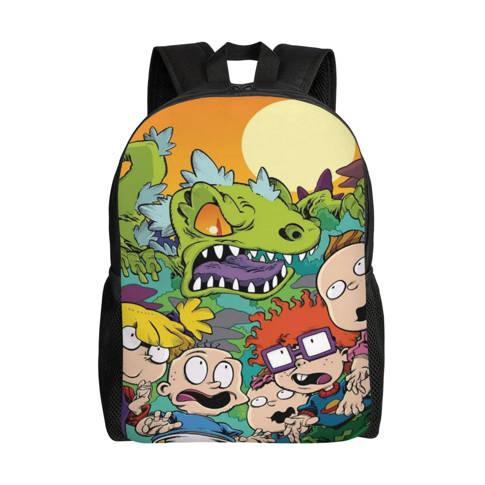 Rugrats Cartoon School Bag with All-Over Print, Large Capacity Student Rucksack Fits 17-Inch Laptop for Daily Classes, College