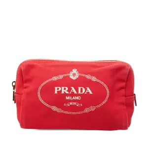 Pre-owned PRADA Canvas Small Leather Goods Canapa Logo Pouch