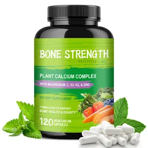 Healvitas Bone Strength Plant Calcium Complex (120 Veg Caps) Magnesiummins C/D3/K2 + Zinc Supports Bone Health, Density & Mineral Absorption + Vita