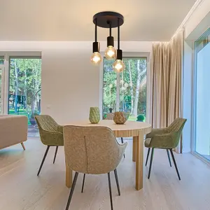 American Simple Dining Room Light Table Lamp, 3-Head/4-Head Pendant Light, Gold Creative Hallway Staircase Light, Home Decor Light, Ceiling Light Fixture
