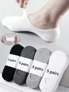 Men's Summer Thin Boat Socks, Breathable Mesh, Sweat Absorbent, Low-Cut Anti-Slip Heel, Invisible Sports Socks, Multi-Color Casual Wear, Socks Ankle