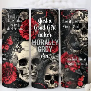Just a Good Girl in her Morally Grey Era 20oz Tumbler, Booktok Dark Romance Travel Cup, Stainless Steel Bookish Mug, Smut Books skinny tumbler