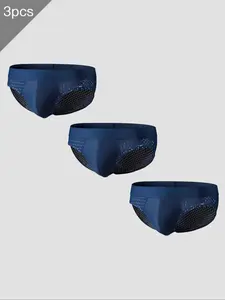 Men's Solid Color Ice Silk Briefs, Breathable Comfy Sexy Panty for Daily Wear, Men's Underwear for All Seasons