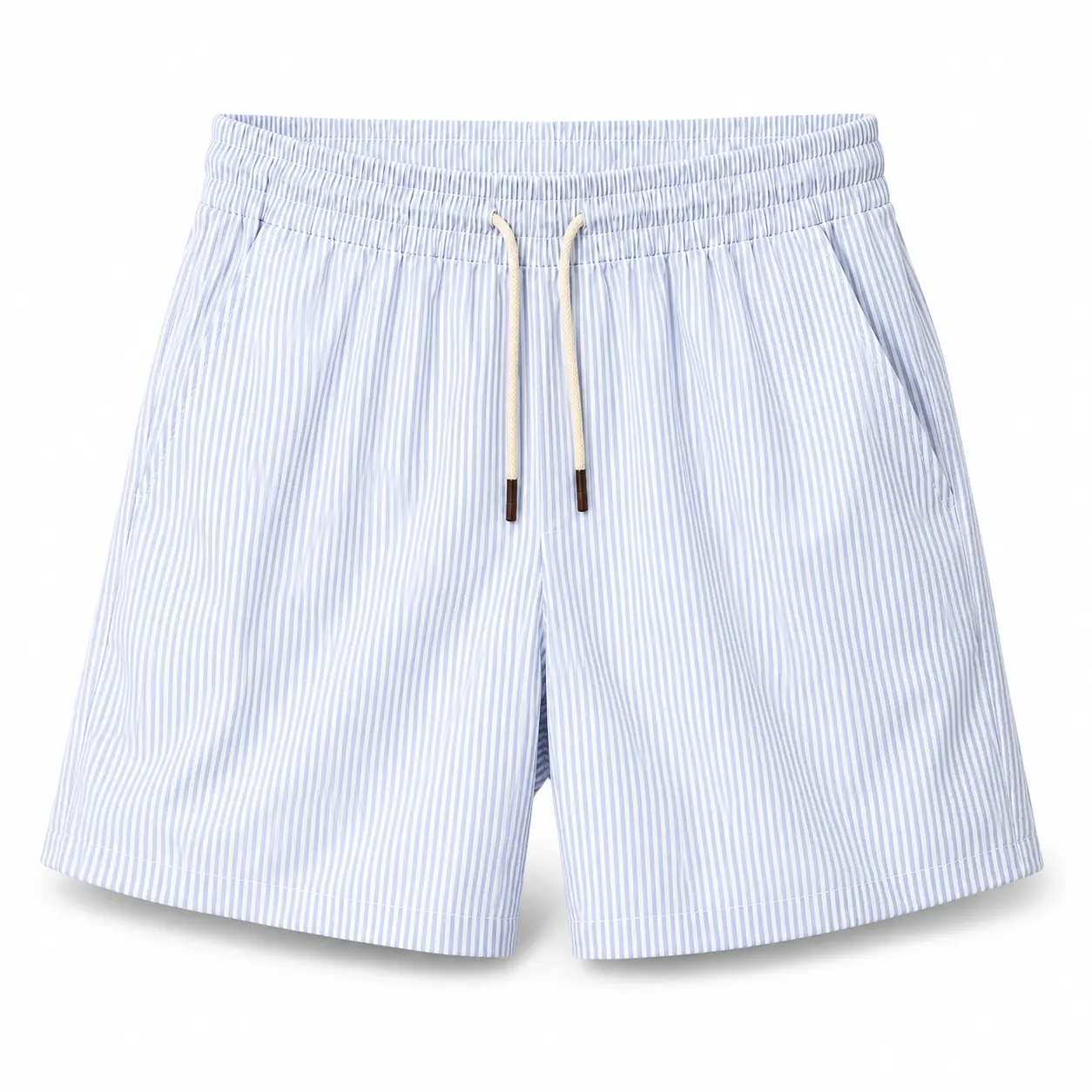 Striped men's quick-dry swim trunks, drawstring elastic waistband summer beach shorts with side pockets