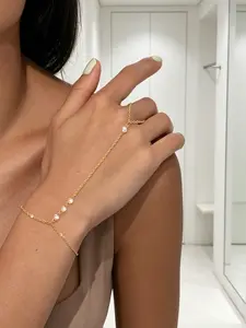 Minimalist Hand Chain, Finger Chain Design, Basic Daily Accessory, Summer Gift For Friends, Fashionable Bracelet, Fashion Jewelry for Party, Daily Clothing Decor, Trendy All-match & Exquisite Jewelry for Birthday Gift.