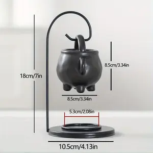 Ceramic Essential Oil Lamp, Ceramic Lamp, Hanging Pot Candle Heater, Decorative Warm Night Light for Living Room, Bedroom, Office, Diffuser, Essential Oil Holder, Stove, Black