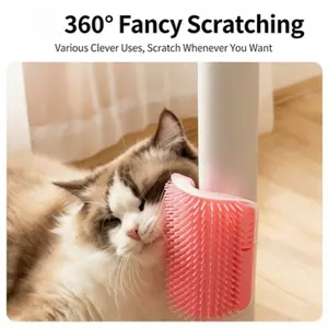 Self-Service Cat Itch Relief Rubbing Brush - Corner-Mounted Massage Tool - Hair Removal & Scratching Aid for Cats