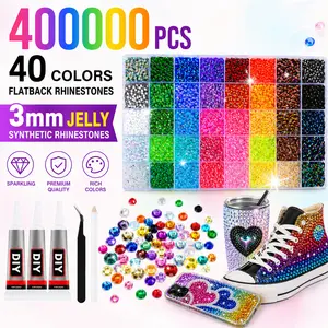 40 Colors with 40000Pcs Jelly Rhinestones synthetic beads With Kit for Bedazzling 3mm Multicolor synthetic beads Resin Flatback beads for Art Bedazzler Kit for Crafting Book Shoes Nail Art Glitter Decorative Nails Glam Pack Glitter