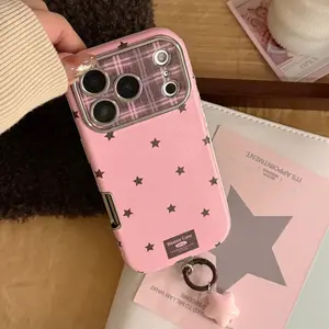 Vintage Star Pendant Compatible with 16 17 Pro Max Protective Phone Case iPhone 15 Full Coverage 13 Shockproof 11 Casing