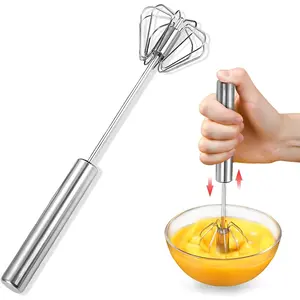 Stainless Steel Semi-Automatic Whisk, Hand Frother & Wisking Tool, Egg Beater For Cooking, Egg Spinner, Stainless Steel Whisk For Egg Beaters