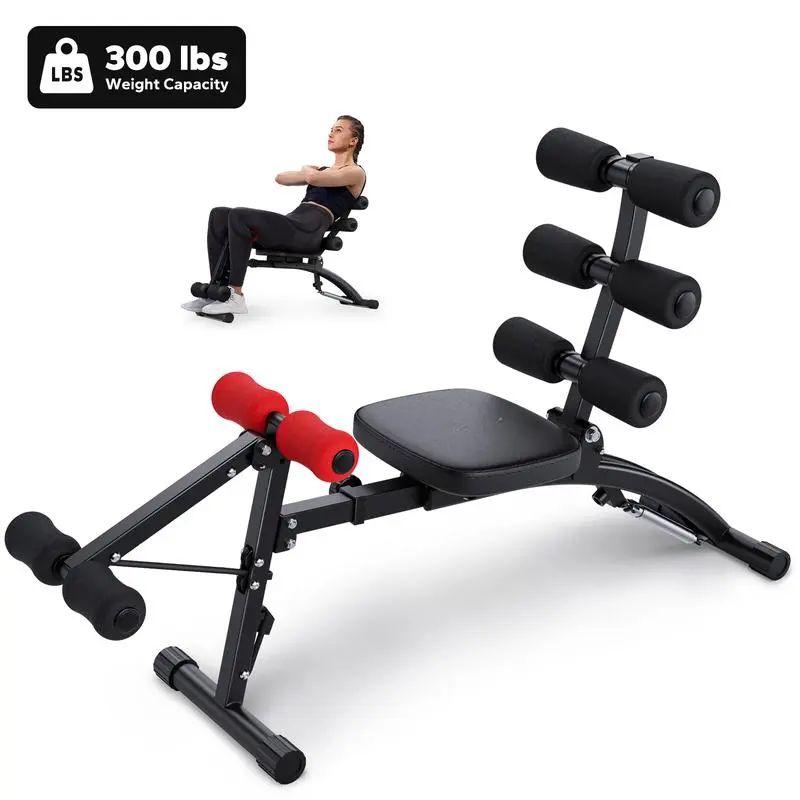 Adjustable Weight Bench, Ergonomic Padded Fitness Training Equipment with 4-Level Length Adjustment for Home Workout, Provides Comprehensive Muscle Training Support, 300lb Capacity, Workout Gear, Padded Foam