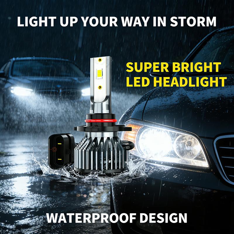 White & Crisp Vision: DOT Approved LED Headlights Kit - 6000K Brightness for Superior Night Driving Safety.