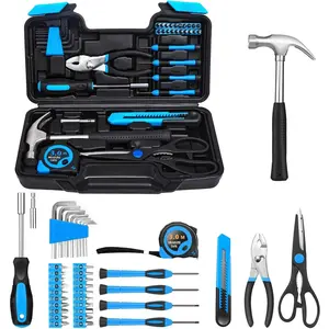 Piece Basic Home Tool Set Household Tool Set General Repair Small Hand Tool Kit in Toolbox Storage Case for Home Garage Office College Dormitory Use, Blue