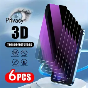 6pcs Privacy Anti-blue Light Tempered Glass Screen Protector for iPhone 16 16Plus 16Pro 16Pro Max 15 15Mini 15Pro 15Pro Max 14 14Plus 14Pro 14Pro Max Full Cover Protective Film