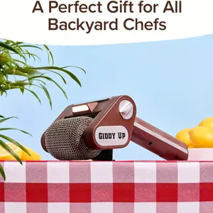 Horsepower Giddy Up Golden Bristle-FreeSpinning Grill Brush W/LED & Longer Run Time, Cordless/Rechargeable, 304 Stainless SteelPower Roller Blasts Away Burnt-On Food, NoBristles No Preheating 350 RPM