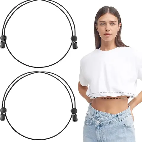 Women's 2-Pcs Synthetic Stylish Belt Set - Adjustable Elastic Belts for Women, Adjustable Tool for Shirts & Sweaters, Prevents Belly Leakage, Refreshes Daily Tops for a Polished Look