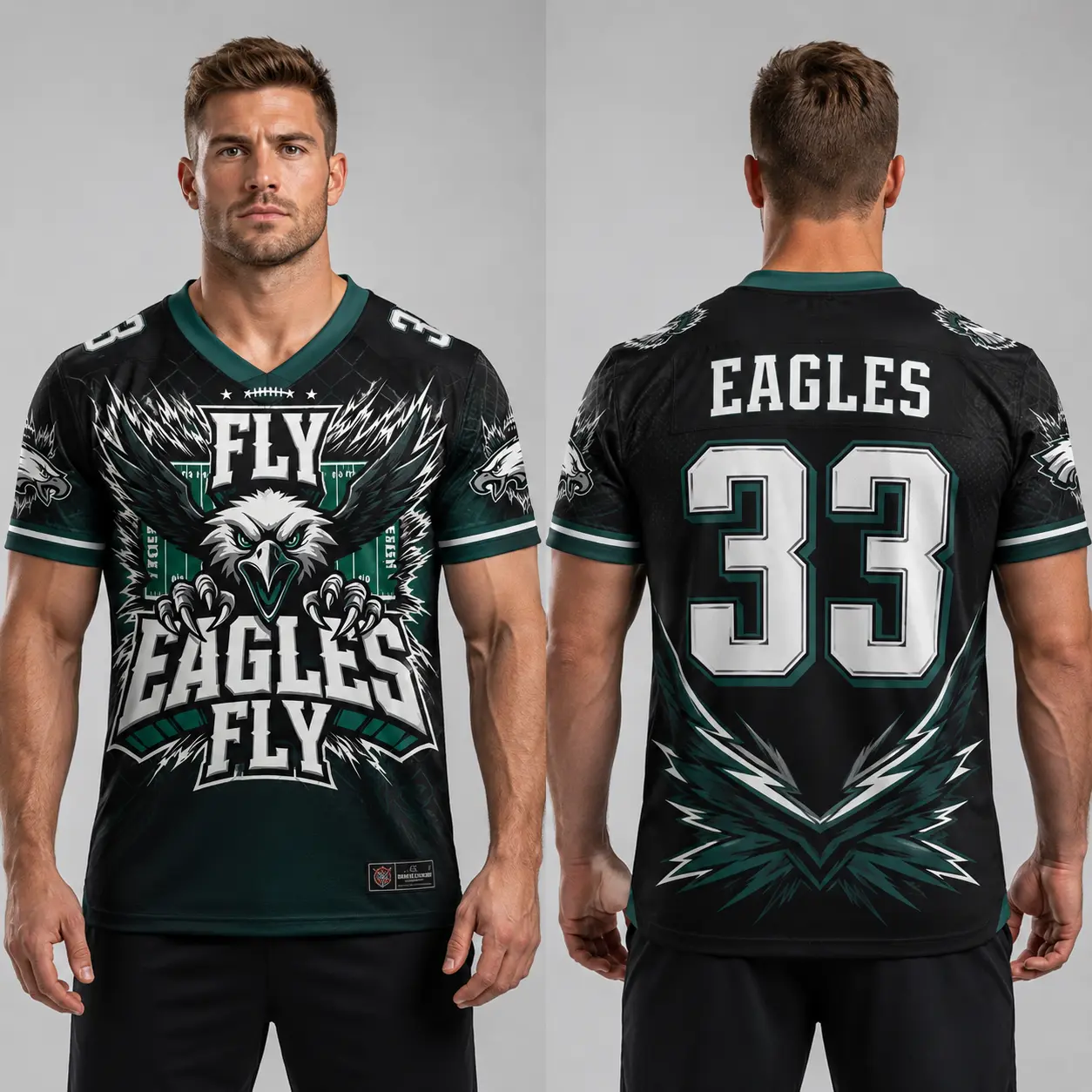 Women's Eagles Cropped Football Jersey, Game Day Athletic Streetwear Top jersey