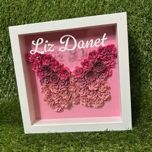 Shadow box. Personalized 3D Garden Flower Frame Handmade Custom Floral Art