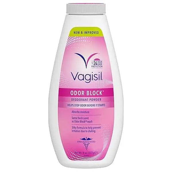 Women's Vagisil Odor Block Talc-Free Deodorant Powder - Body Care, Gentle, Moisture-Balancing, Cornstarch-Infused, Anti-Chafing Solutions, 8 oz (Pack of 1)