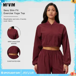 MFVIM Women’s Summer Athleisure Yoga Jacket - Sun Protection, Cooling Feel, Short Stand Collar for Outdoor Sports & Fitness