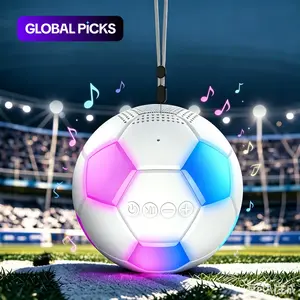 Football shaped speaker with lanyard, portable wireless speaker with LED light, TWS pairing, 1200mAh, suitable for sports fans, travel, outdoor, sports, work, gift giving, Outdoor Wireless Speakers