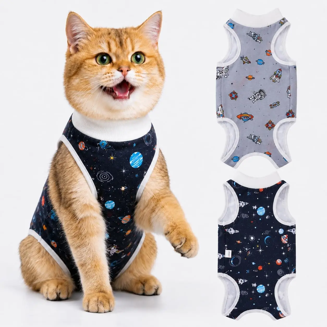 Avont 2-Pack Cat Recovery Suit for Spay Healing -Space M 2026 New | Breathable, Durable Cat Onesie for Cats After Surgery female; Snug, non-slip fit; Machine washable; No cone required Gift