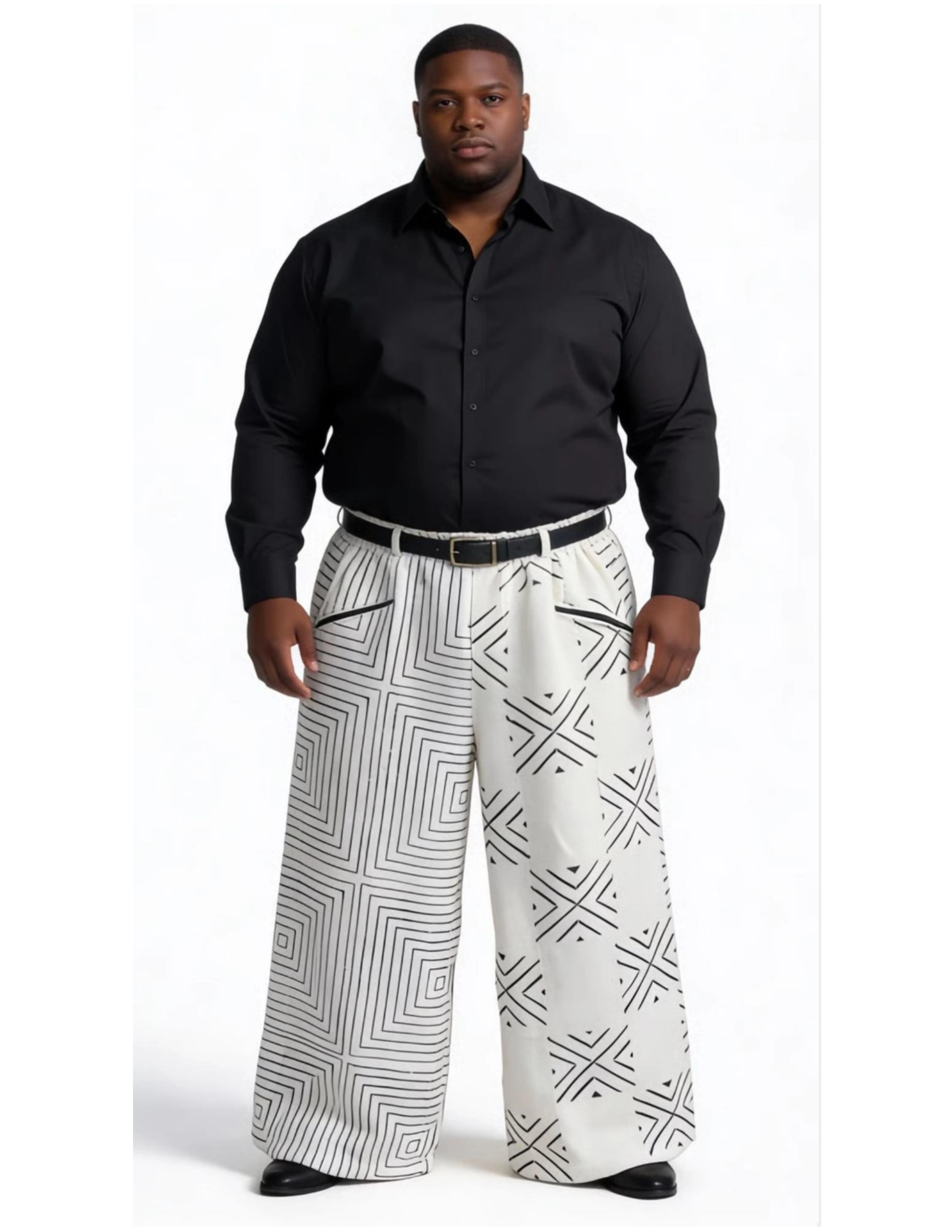 Unisex White Mudcloth Pants  | Handwoven Mudcloth from Mali | Handmade in America