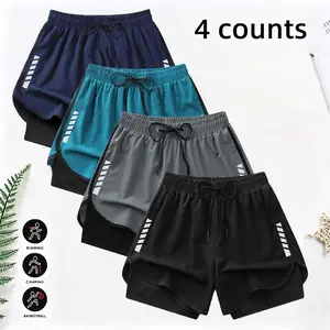 4-pack athletic casual shorts with an adjustable elastic waistband (men should choose one size up). Suitable for fitness, running, outdoor activities, and everyday wear across various scenarios. Available in multiple colors. #SummerVibes