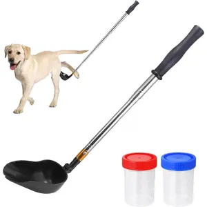 Telescopic Urine Collector for Dogs & Cats Adjustable Reusable Pee Stick with 2 Leak-Proof Collection Cups Portable Pet Urine Sample Catcher for Veterinary Exams & Home Testing