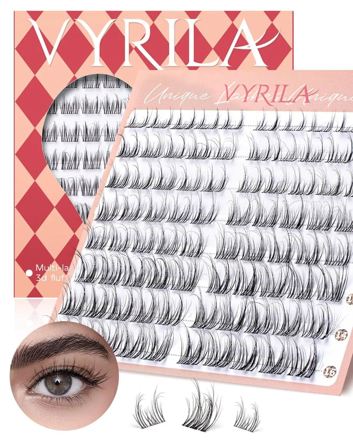 0.05mm PBT Fiber Lash Clusters 0.1mm Superfine Invisiband D Curl DIY Lash Extension, 80pcs 8-16mm Individual Lashes Clusters For Eyelash Extensions