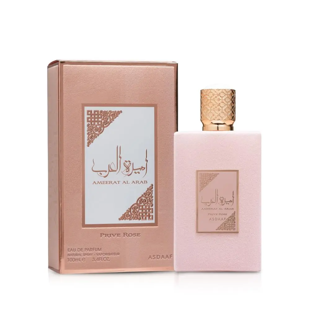 Lattafa Ameerat Al Arab Prive Rose Eau De Parfum Spray, 3.4 oz (100ml) Women's Fragrance with Jasmine, Amber, Strawberry, Orange, Sandalwood Floral Fruity Notes