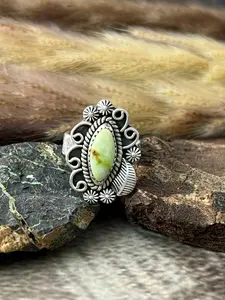 Handmade Sterling Silver Palomino Turquoise Adjustable Ring "Signed Nizhoni"