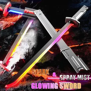 Interstellar Lightsaber Samurai Sword 8-Color LED Modes Sound with Spark & Fog Effect 31.5 Type-C Rechargeable for Cosplay Christmas Gifts light saber