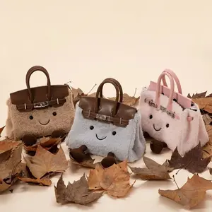 Original Niche Design Super Cute Cartoon Plush Birkin Bag BK Elf Handbag Commuter Kelly Crossbody Bag Soft Plush Material Whimsical Elf Theme Slip On