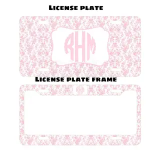 Pink Floral Custom Monogram License Plate & Frame – Stylish Car Accessories Set for Hunters & Outdoor Lovers, Truck Car Tags, Gifts for Him, Tag for Car, Car Accessories