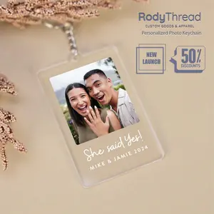 [Flash Deal] RodyThread Personalized Photo Acrylic Keychain, Custom Picture Keyring, Engagement Anniversary Gift for Couples, Custom Family Memory Gift