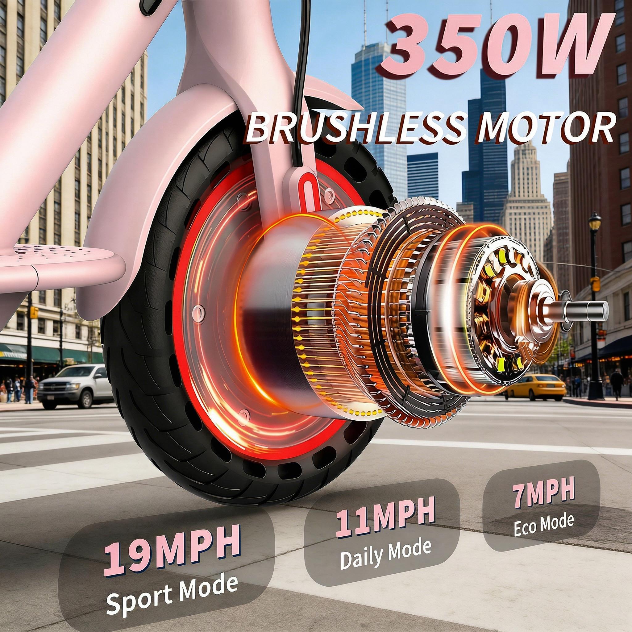 Electric Scooter,8.5" Tires,350W Motor,Up to 19MPH Max Speed,Portable Electric Scooter with Light, Suitable for Female Girls,Halloween Gifts