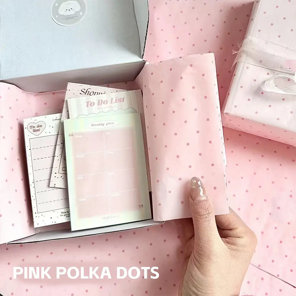 Polka Dot Pattern Tissue Paper, 50pcs/set Pink Polka Dots Tissue Paper, Gift Wrapping Supplies, Creative Gift Packaging, Gift Box Filler, Gift Basket Wrap for Bridal Shower, Wedding, Birthday