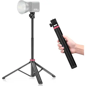 MT-79 Extendable Photography Light Stand, 81" Portable Adjustable Light Tripod with 1/4" Screw, 360? Ball  Camera Phone Tripod for Continute Output Lighting, Webcams, Cameras,for Pocket3