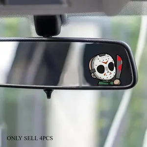 4PCS/SET Dark Cute Jason Rearview Mirror StickerThis contrasting fun sticker (suitable for car rearview mirrors/notebook covers) with Q-version Jason + classic elements looks like a “dark cute pet” for your ride, unique and eye-catching on drives