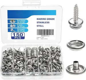 150 count Canvas Snap Fastener Tool Set,  Marine-Grade 3/8" Stainless Steel Snaps, Metal Snap Fastener Kit, Leather Repair Kit for , Canvas, Leather Goods, Tents, and Awnings