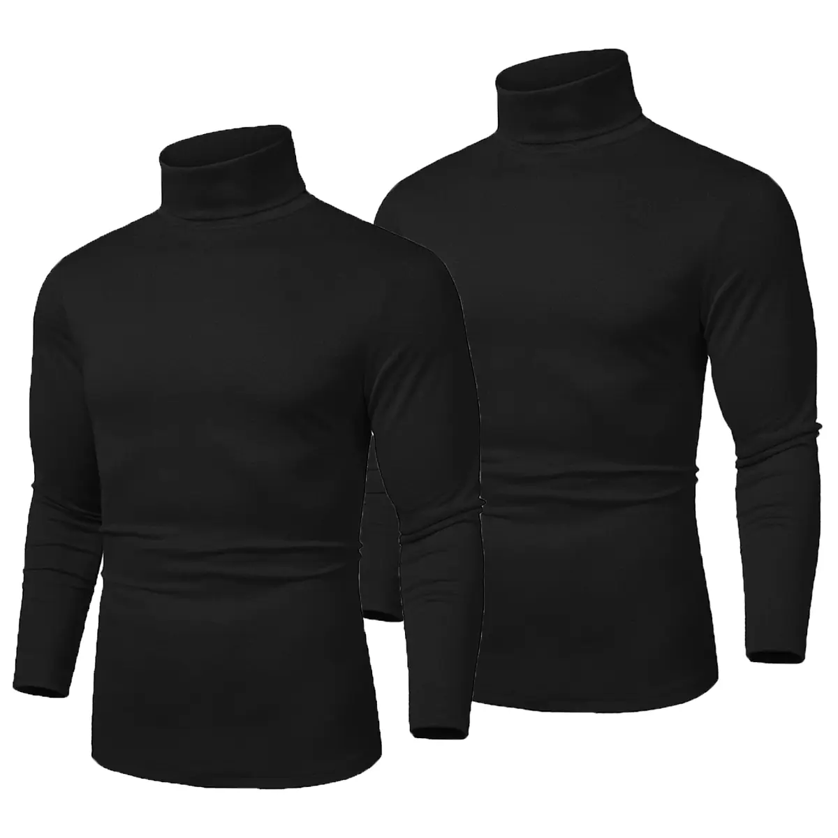 2 Pack Men's Turtle Neck Shirts, Mock Turtleneck Sweaters Long Sleeve Knitted Slim Fit T Shirts Basic Underwear Tops
