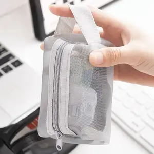 Tiny Size Huge Storage Clear Mesh Bag Portable Key Coin Lipstick Organizer Zipper Pouches