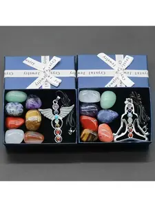 Irregular Seven Color Chakra Stones Natural Crystal Tumbled Stone Angel Style Gift Set