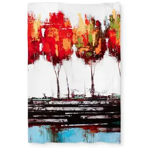 Begin Home Decor C1DCTXLWORM2NM Abstract Industrial Style Trees Twin Size Extra Long Duvet Cover - Modern Landscapes
