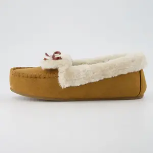 Cushionaire Women's Stella Cozy Moccasin Slippers | Soft Faux Fur Lining, Memory Foam Insoles, Plush Slippers for Women