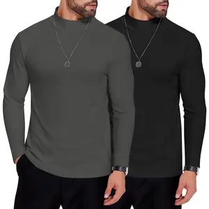 COOFANDY Mens Mock Neck Shirts Fleece Long Sleeve Tops Basic Pullover T-Shirts