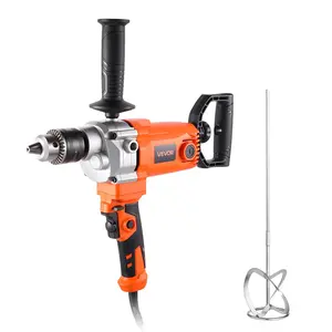 summervibes VEVOR Drill Mixer, 5/8 inch Corded Electric Drill Mixer Set, 0-750RPM 5.63A Mixing Drills, Mixing Drills Machine with D-Handle for Drilling Blending, Handheld Cement Mixers for Fodder, Paint, Cement