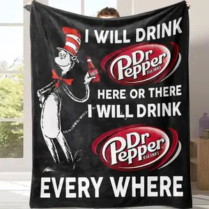 Countdown Sale! Dr. Pepper Cat American Slogan Flannel Blanket,Suitable for use in offices, sofas, and travel settings, etc Suitable for all four seasons This is the best gift for couples, children, parents and friends, and