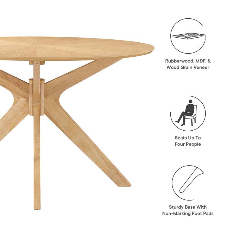 Modway Crossroads 47" Round Wood Dining Table in Oak